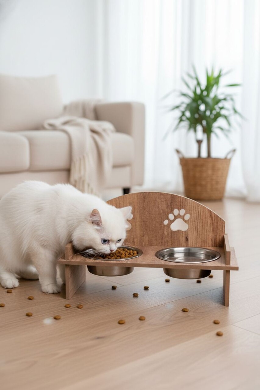 Bol pentru hrana animale de companie, Paws &amp; Whiskers, Apvm12, MDF , Multicolor - imagine 7